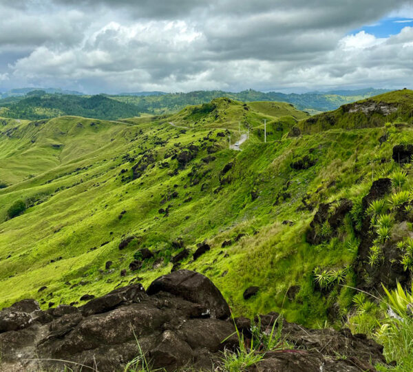 Panoramic view over the green Nausori Highlands of Viti Levu, Fiji